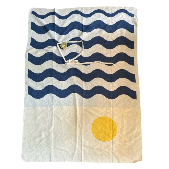 David Fussenegger World Traveler Throw Blanket Blue Waves & Sun Austria Cotton - Picture 2 of 6